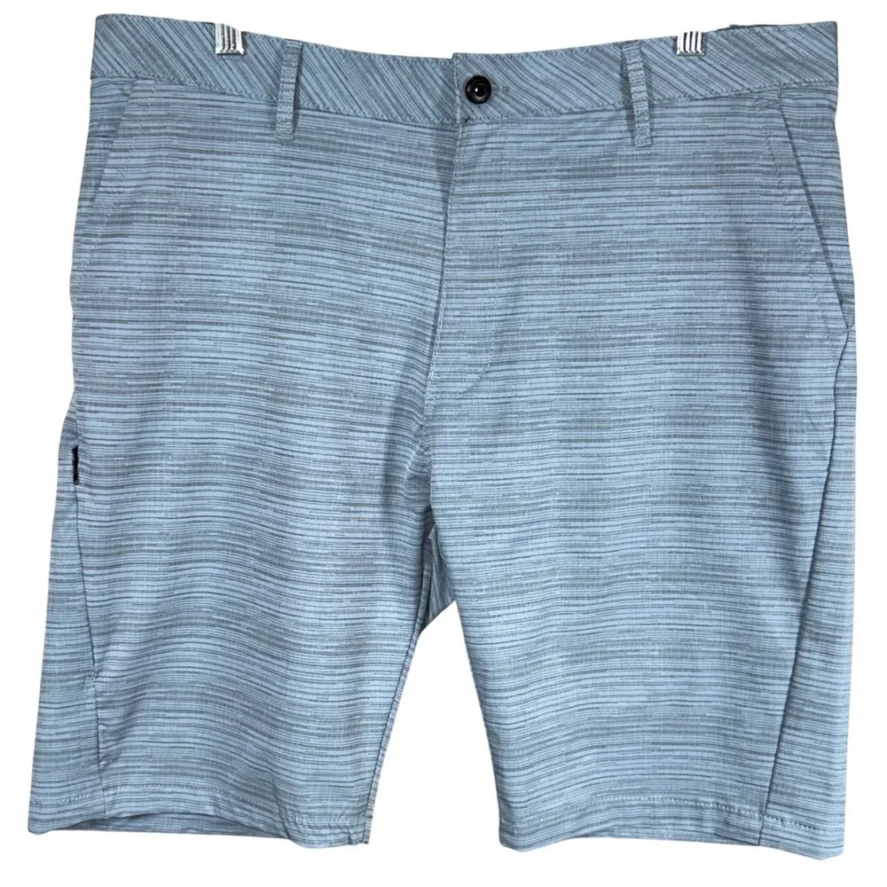 Kenneth Cole New York Mens 36 Blue Grey Striped Stretch Performance Golf Shorts